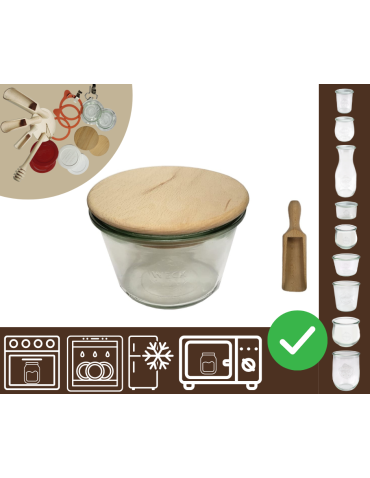 Słoiki WECK / drewniane wieko, miarka słoik 370ml MOLD