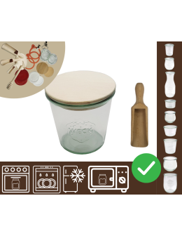 Słoiki WECK / drewniane wieko, miarka słoik 580ml MOLD