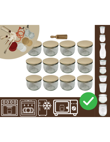 Słoiki WECK 12szt/ drewniane wieko, miarka słoik 580ml TULIP
