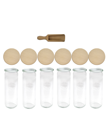 Słoiki i Dodatki - Słoiki WECK 6szt/ drewniane wieko, miarka słoik 600ml CYLINDER - product 3