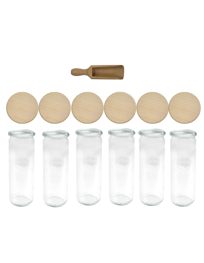 Słoiki i Dodatki - Słoiki WECK 6szt/ drewniane wieko, miarka słoik 600ml CYLINDER - product b2b.wamar.biz 3