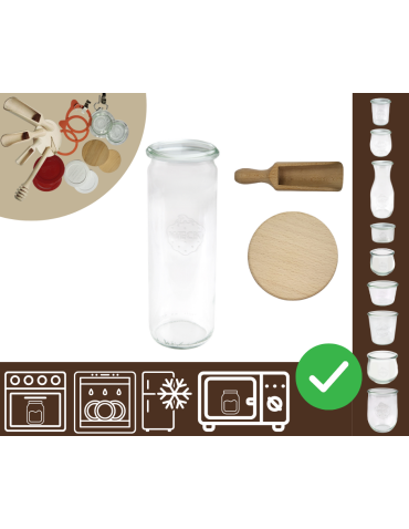 Słoiki WECK / drewniane wieko, miarka słoik 600ml CYLINDER