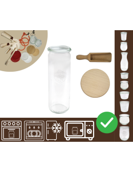 Słoiki WECK / drewniane wieko, miarka słoik 600ml CYLINDER