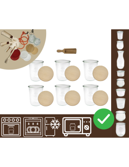 Słoiki WECK 6szt/ drewniane wieko, miarka słoik 850ml MOLD