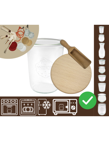 Słoiki WECK / drewniane wieko, miarka słoik 850ml MOLD