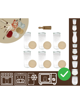 Słoiki WECK 6szt/ drewniane wieko, miarka słoik 1040ml 1l CYLINDER