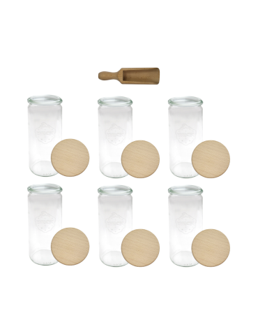 Słoiki i Dodatki - Słoiki WECK 6szt/ drewniane wieko, miarka słoik 1040ml 1l CYLINDER - product 3
