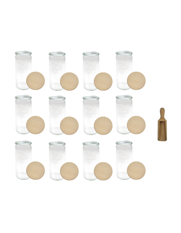 Słoiki i Dodatki - Słoiki WECK 12szt/ drewniane wieko, miarka słoik 1040ml 1l CYLINDER - product 3