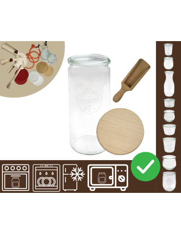 Słoiki WECK / drewniane wieko, miarka słoik 1040ml 1l CYLINDER