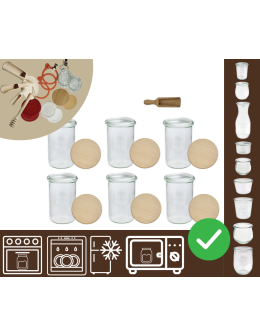 Słoiki WECK 6szt/ drewniane wieko, miarka słoik 1050ml 1l MOLD