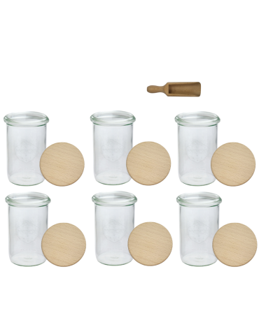 Słoiki i Dodatki - Słoiki WECK 6szt/ drewniane wieko, miarka słoik 1050ml 1l MOLD - product 3