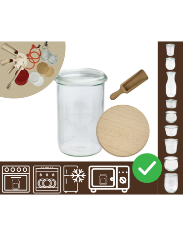 Słoiki WECK / drewniane wieko, miarka słoik 1050ml 1l MOLD