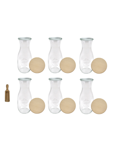 Słoiki i Dodatki - Słoiki WECK 6szt/ drewniane wieko, miarka KARAFKA 1l 1062ml BUTELKA - product 3
