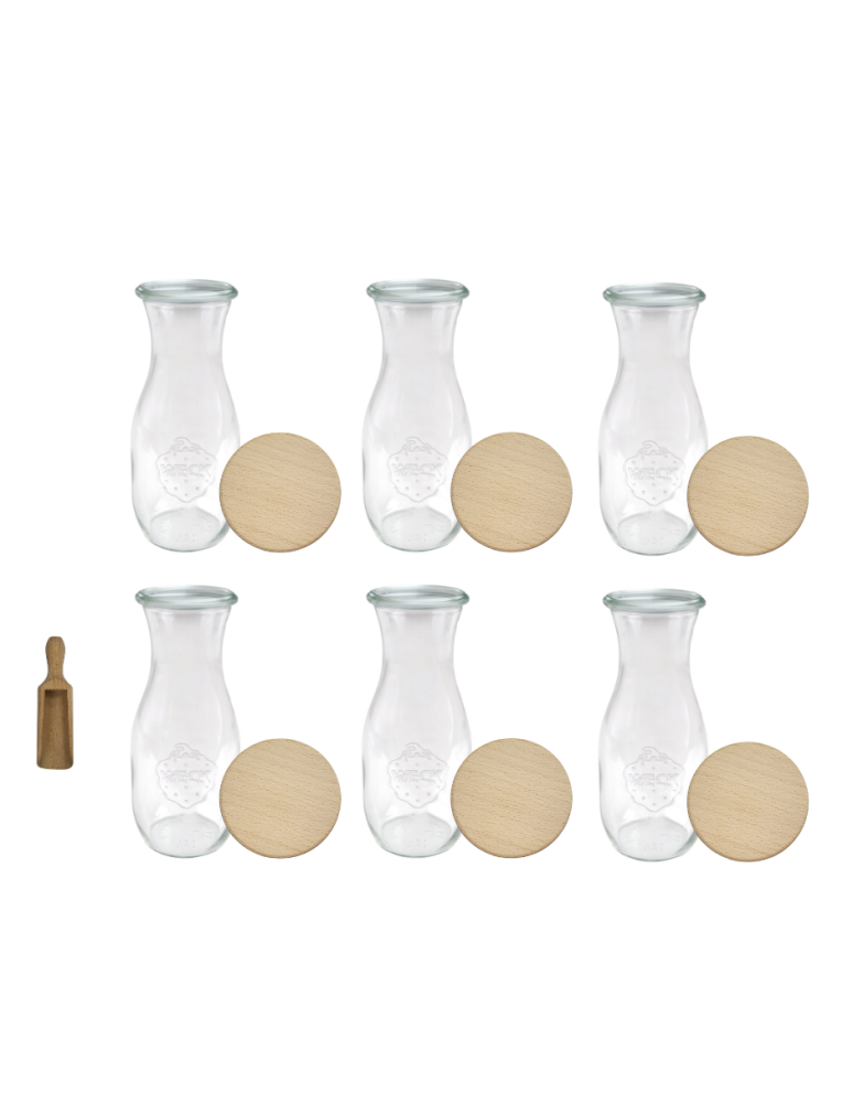 Słoiki i Dodatki - Słoiki WECK 6szt/ drewniane wieko, miarka KARAFKA 1l 1062ml BUTELKA - product b2b.wamar.biz 3