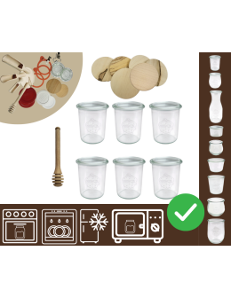 Słoiki WECK x6 / drewniane wieko, nabierak słoik 160ml MOLD