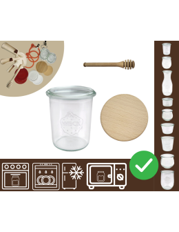 Słoiki WECK / drewniane wieko, nabierak słoik 160ml MOLD