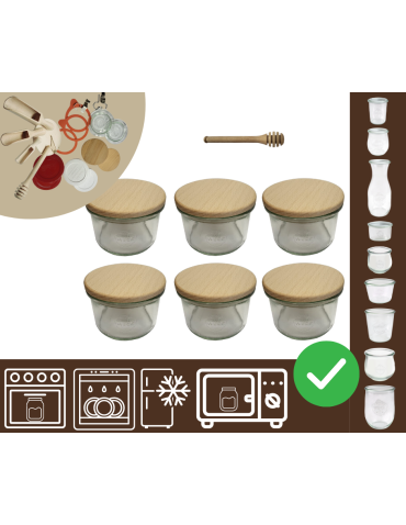Słoiki WECK 6szt / drewniane wieko, nabierak słoik 200ml MOLD