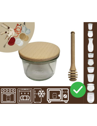 Słoiki WECK / drewniane wieko, nabierak słoik 200ml MOLD