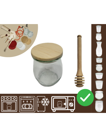 Słoiki WECK / drewniane wieko, nabierak słoik 220ml TULIP