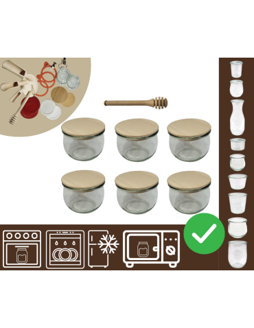Słoiki WECK 6szt/ drewniane wieko, nabierak słoik 370ml TULIP