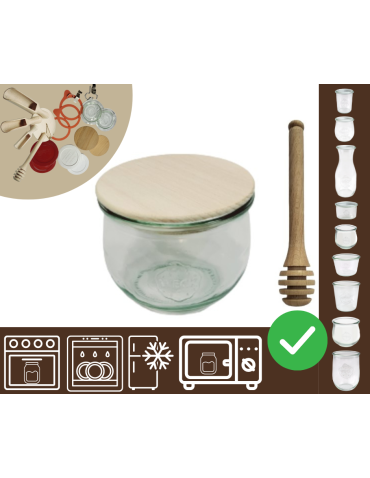 Słoiki WECK / drewniane wieko, nabierak słoik 370ml TULIP