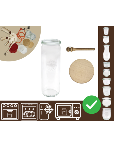 Słoiki WECK / drewniane wieko, nabierak słoik 600ml CYLINDER