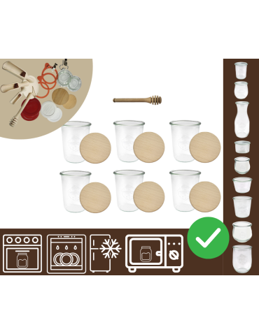 Słoiki WECK 6szt/ drewniane wieko, nabierak słoik 850ml MOLD