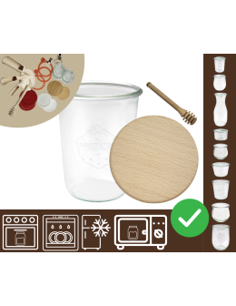 Słoiki WECK / drewniane wieko, nabierak słoik 850ml MOLD