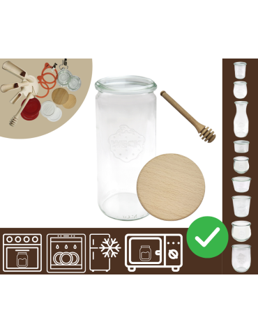 Słoiki WECK / drewniane wieko, nabierak słoik 1040ml 1l CYLINDER