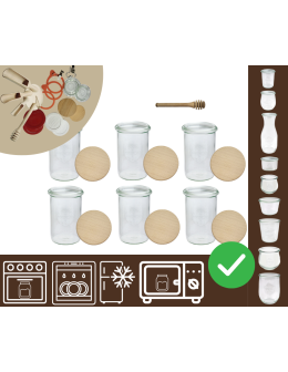 Słoiki WECK 6szt/ drewniane wieko, nabierak słoik 1050ml 1l MOLD