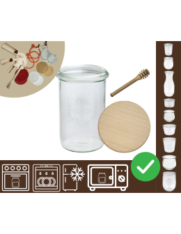 Słoiki WECK / drewniane wieko, nabierak słoik 1050ml 1l MOLD