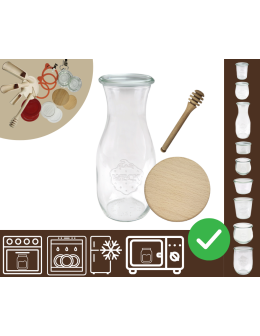 Słoiki WECK / drewniane wieko, nabierak KARAFKA 1l 1062ml BUTELKA