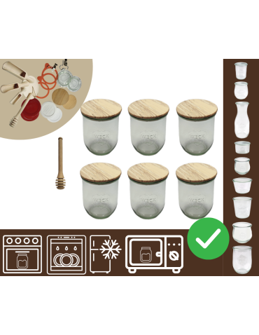 Słoiki WECK 6szt/ drewniane wieko, nabierak słoik 1l 1062ml TULIP