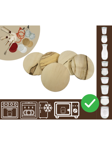 Słoiki WECK 5 szt / drewniane wieko 60mm do SŁOIK WECK