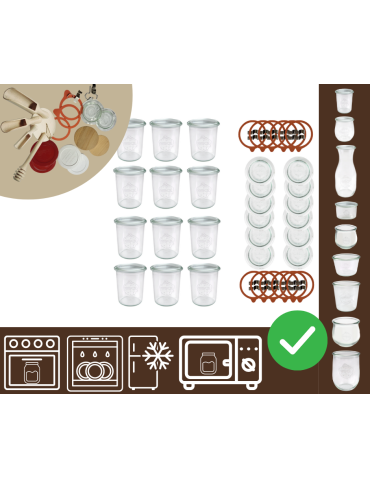 Słoiki WECK x12 / szkl. wieko,gumka, bl słoik 160ml MOLD