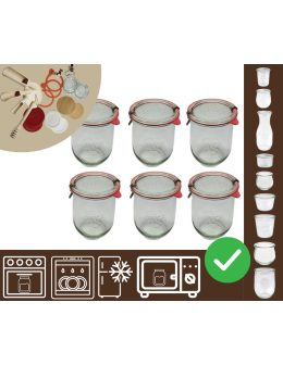 Słoiki WECK 6szt/ szkl. wieko,gumka, bl słoik 1l 1062ml TULIP