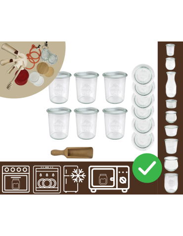 Słoiki WECK x6 / szklane wieko, miarka słoik 160ml MOLD