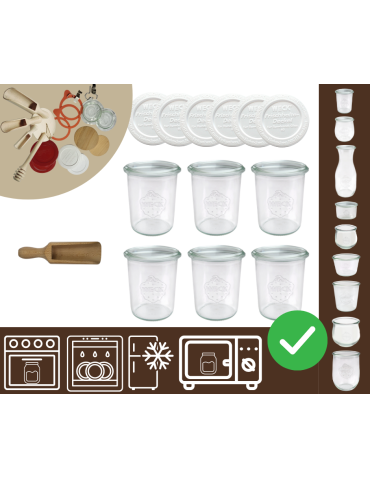 Słoiki WECK x6 / plastikowe wieko, miarka słoik 160ml MOLD