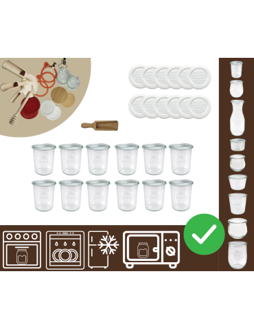Słoiki WECK x12 / plastikowe wieko, miarka słoik 160ml MOLD