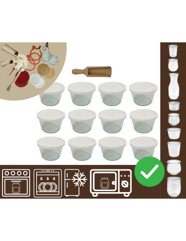 Słoiki WECK 12szt/ plastikowe wieko, miarka słoik 370ml MOLD