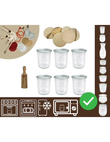 Słoiki WECK x6 / drewniane wieko, miarka słoik 160ml MOLD