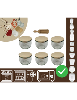 Słoiki WECK 6szt/ drewniane wieko, miarka słoik 370ml TULIP