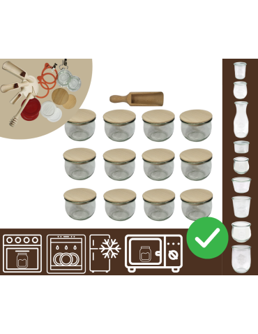 Słoiki WECK 12szt/ drewniane wieko, miarka słoik 370ml TULIP