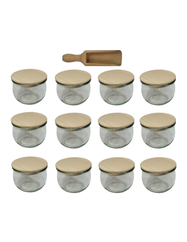Słoiki i Dodatki - Słoiki WECK 12szt/ drewniane wieko, miarka słoik 370ml TULIP - product 3