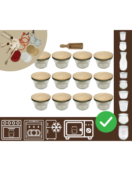 Słoiki WECK 12szt/ drewniane wieko, miarka słoik 370ml MOLD