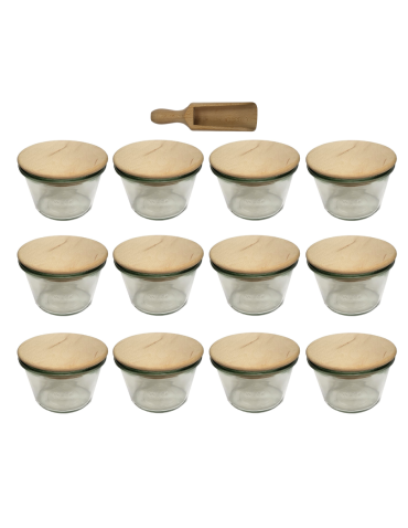 Słoiki i Dodatki - Słoiki WECK 12szt/ drewniane wieko, miarka słoik 370ml MOLD - product 3