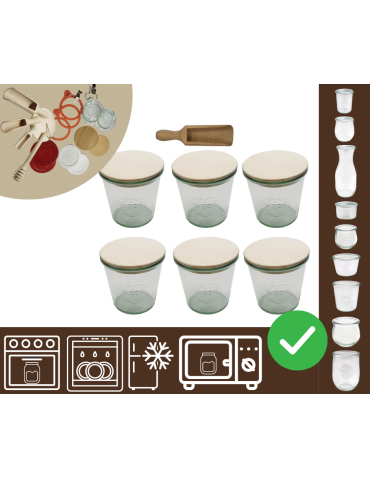 Słoiki WECK 6szt/ drewniane wieko, miarka słoik 580ml MOLD