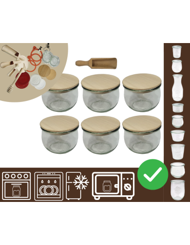 Słoiki WECK 6szt/ drewniane wieko, miarka słoik 580ml TULIP