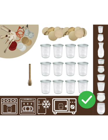Słoiki WECK x12 / drewniane wieko, nabierak słoik 160ml MOLD