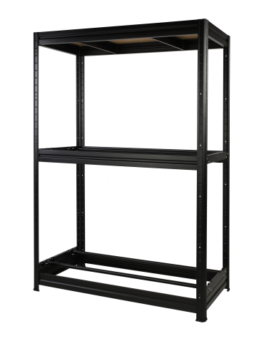 Regały - Regał na opony 177×120×60 cm/ 3 półki – Metalowy/ Czarny - product 3